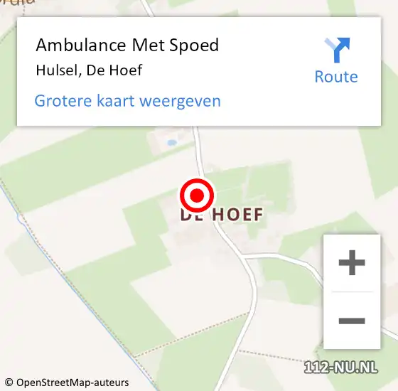 Locatie op kaart van de 112 melding: Ambulance Met Spoed Naar Hulsel, De Hoef op 8 maart 2017 15:44