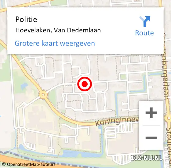 Locatie op kaart van de 112 melding: Politie Hoevelaken, Van Dedemlaan op 8 maart 2017 16:16