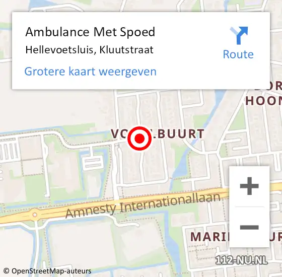 Locatie op kaart van de 112 melding: Ambulance Met Spoed Naar Hellevoetsluis, Kluutstraat op 8 maart 2017 19:22