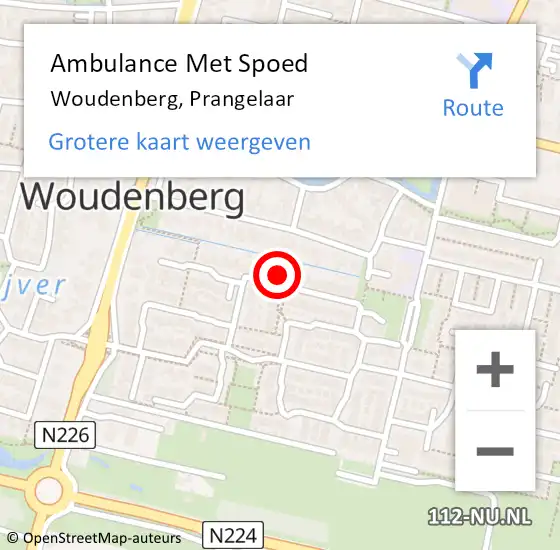 Locatie op kaart van de 112 melding: Ambulance Met Spoed Naar Woudenberg, Prangelaar op 9 maart 2017 05:38