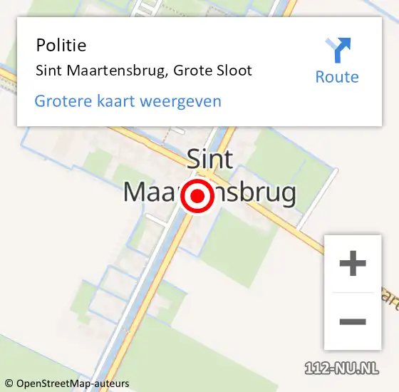Locatie op kaart van de 112 melding: Politie Sint Maartensbrug, Grote Sloot op 9 maart 2017 07:04