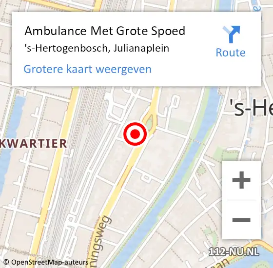 Locatie op kaart van de 112 melding: Ambulance Met Grote Spoed Naar 's-Hertogenbosch, Julianaplein op 9 maart 2017 11:18