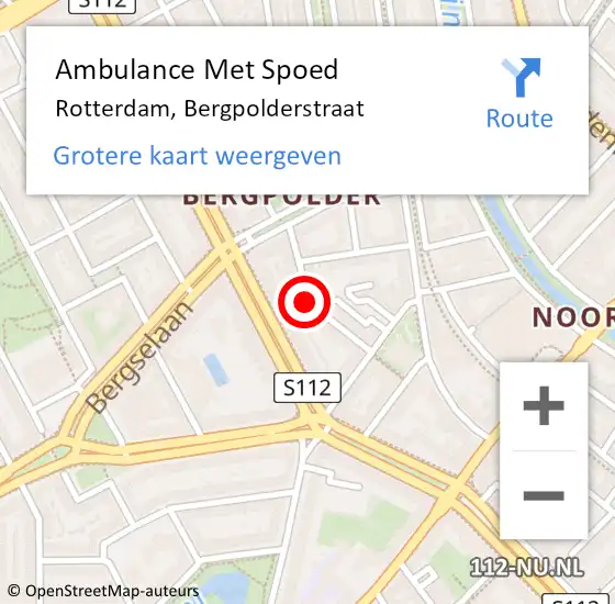 Locatie op kaart van de 112 melding: Ambulance Met Spoed Naar Rotterdam, Bergpolderstraat op 9 maart 2017 16:35