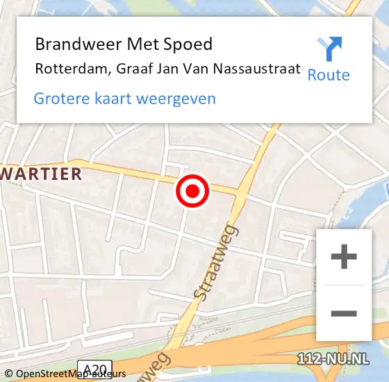 Locatie op kaart van de 112 melding: Brandweer Met Spoed Naar Rotterdam, Graaf Jan Van Nassaustraat op 9 maart 2017 18:16
