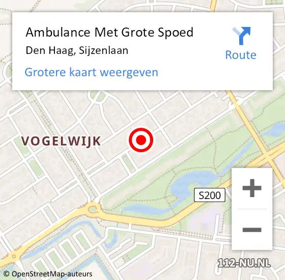 Locatie op kaart van de 112 melding: Ambulance Met Grote Spoed Naar Den Haag, Sijzenlaan op 9 maart 2017 23:53