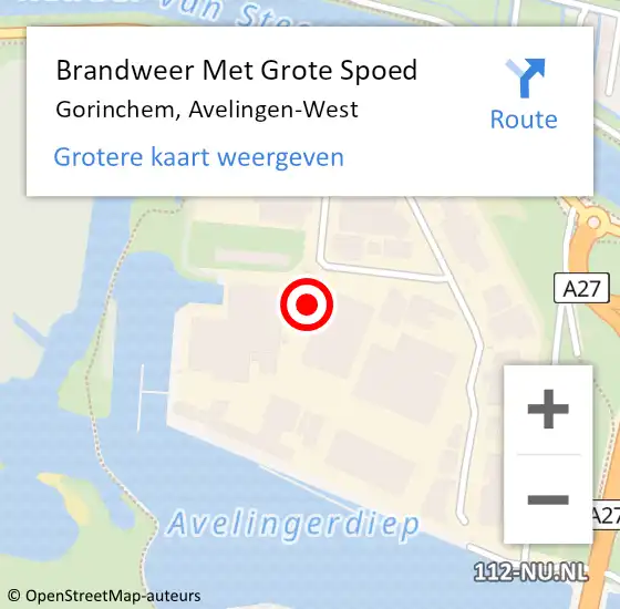 Locatie op kaart van de 112 melding: Brandweer Met Grote Spoed Naar Gorinchem, Avelingen-West op 10 maart 2017 16:47