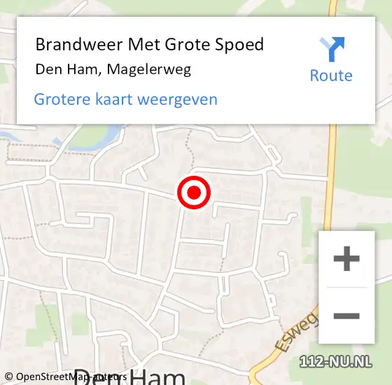 Locatie op kaart van de 112 melding: Brandweer Met Grote Spoed Naar Den Ham, Magelerweg op 10 maart 2017 18:30