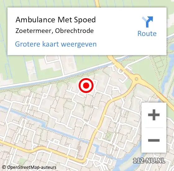 Locatie op kaart van de 112 melding: Ambulance Met Spoed Naar Zoetermeer, Obrechtrode op 11 maart 2017 06:22