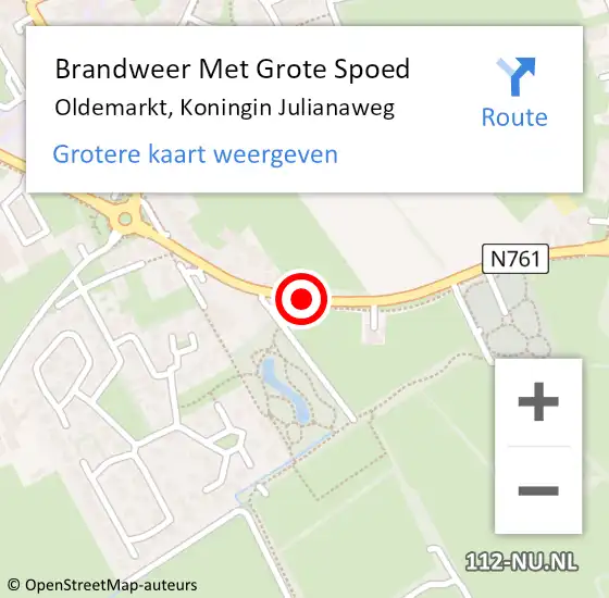 Locatie op kaart van de 112 melding: Brandweer Met Grote Spoed Naar Oldemarkt, Koningin Julianaweg op 13 januari 2014 16:38