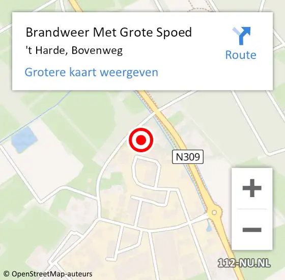 Locatie op kaart van de 112 melding: Brandweer Met Grote Spoed Naar 't Harde, Bovenweg op 11 maart 2017 09:05