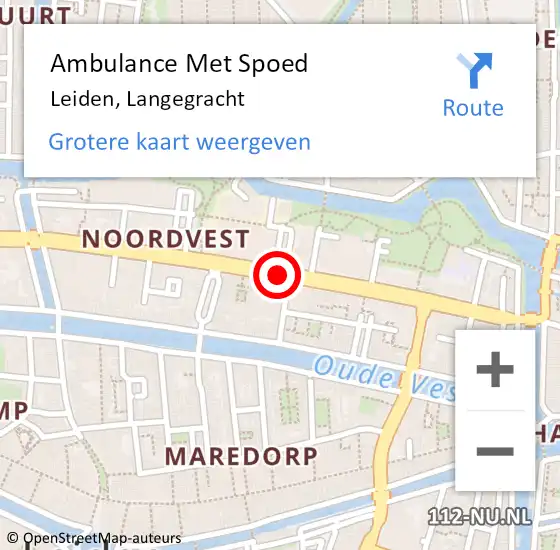 Locatie op kaart van de 112 melding: Ambulance Met Spoed Naar Leiden, Langegracht op 11 maart 2017 14:06