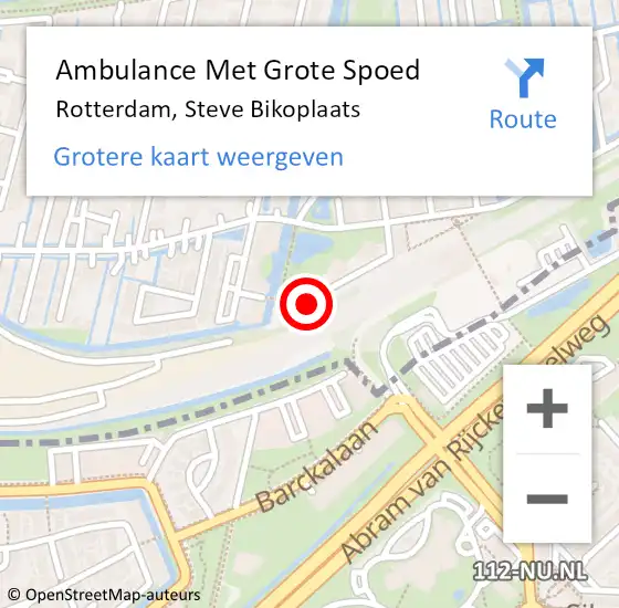 Locatie op kaart van de 112 melding: Ambulance Met Grote Spoed Naar Rotterdam, Steve Bikoplaats op 11 maart 2017 14:07
