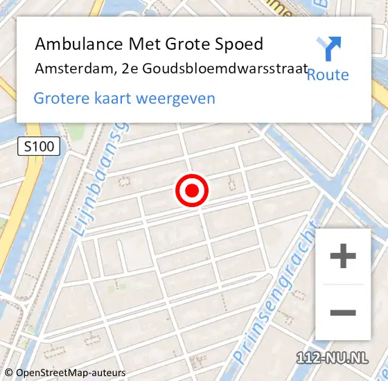 Locatie op kaart van de 112 melding: Ambulance Met Grote Spoed Naar Amsterdam, 2e Goudsbloemdwarsstraat op 11 maart 2017 19:01