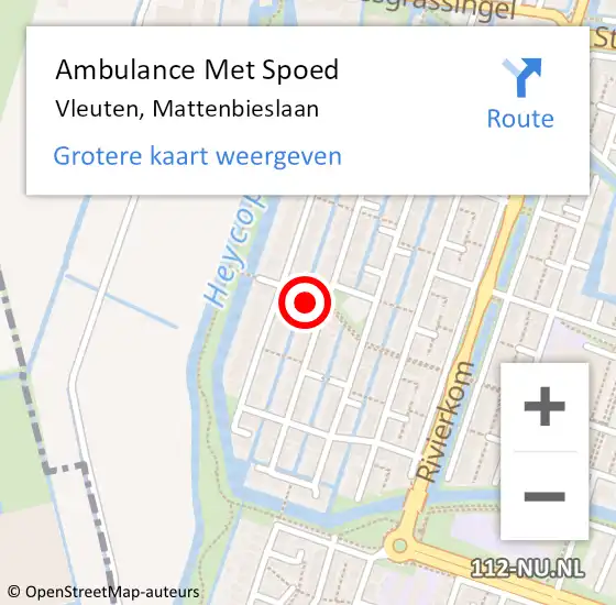 Locatie op kaart van de 112 melding: Ambulance Met Spoed Naar Vleuten, Mattenbieslaan op 11 maart 2017 19:34