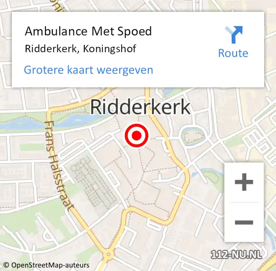 Locatie op kaart van de 112 melding: Ambulance Met Spoed Naar Ridderkerk, Koningshof op 12 maart 2017 01:02
