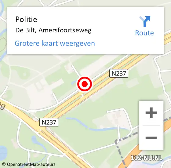 Locatie op kaart van de 112 melding: Politie De Bilt, Amersfoortseweg op 12 maart 2017 16:36