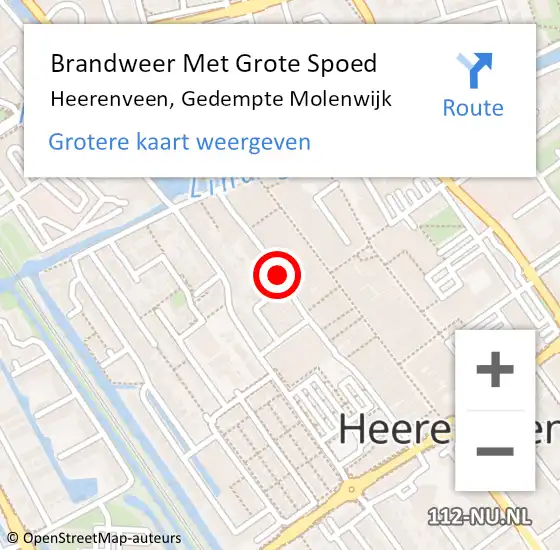 Locatie op kaart van de 112 melding: Brandweer Met Grote Spoed Naar Heerenveen, Gedempte Molenwijk op 12 maart 2017 16:39