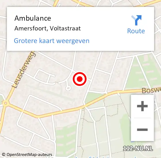 Locatie op kaart van de 112 melding: Ambulance Amersfoort, Voltastraat op 13 maart 2017 01:52