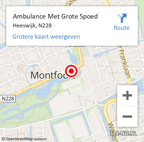 Locatie op kaart van de 112 melding: Ambulance Met Grote Spoed Naar Heeswijk, N228 op 13 maart 2017 12:28