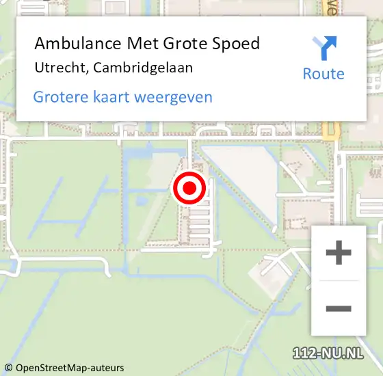 Locatie op kaart van de 112 melding: Ambulance Met Grote Spoed Naar Utrecht, Cambridgelaan op 13 maart 2017 16:32
