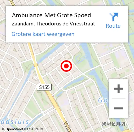 Locatie op kaart van de 112 melding: Ambulance Met Grote Spoed Naar Zaandam, Theodorus de Vriesstraat op 13 maart 2017 17:25