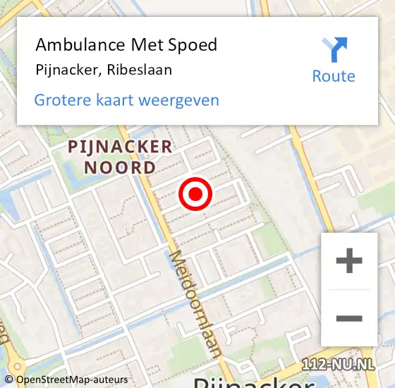 Locatie op kaart van de 112 melding: Ambulance Met Spoed Naar Pijnacker, Ribeslaan op 14 maart 2017 05:12