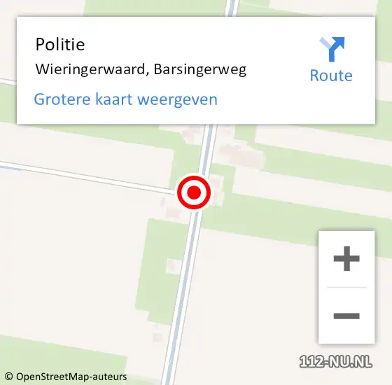 Locatie op kaart van de 112 melding: Politie Wieringerwaard, Barsingerweg op 14 maart 2017 11:46