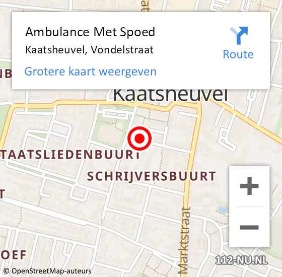 Locatie op kaart van de 112 melding: Ambulance Met Spoed Naar Kaatsheuvel, Vondelstraat op 14 maart 2017 19:48