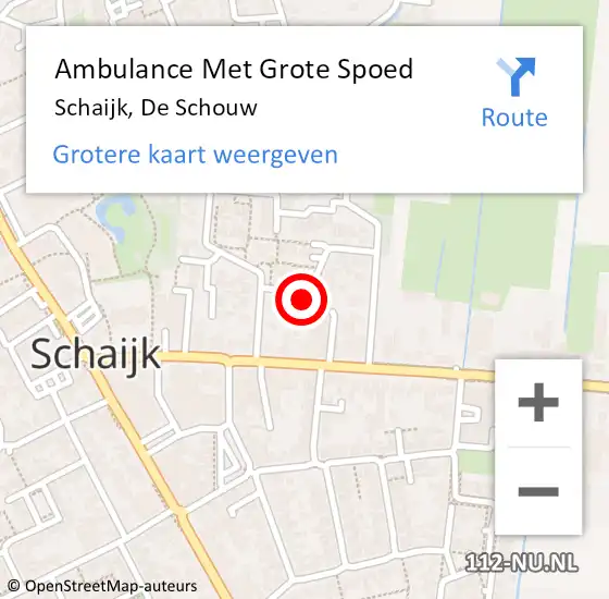 Locatie op kaart van de 112 melding: Ambulance Met Grote Spoed Naar Schaijk, De Schouw op 14 maart 2017 21:34