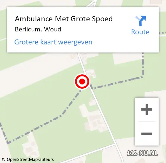 Locatie op kaart van de 112 melding: Ambulance Met Grote Spoed Naar Berlicum, Woud op 15 maart 2017 07:38