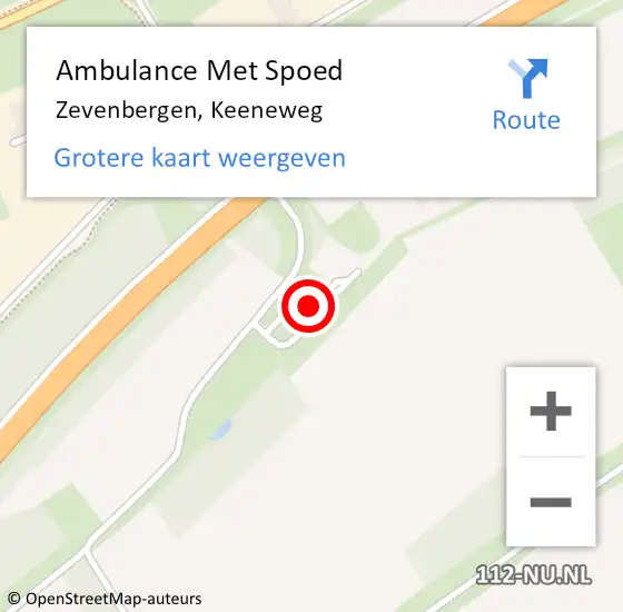 Locatie op kaart van de 112 melding: Ambulance Met Spoed Naar Zevenbergen, Keeneweg op 15 maart 2017 09:11