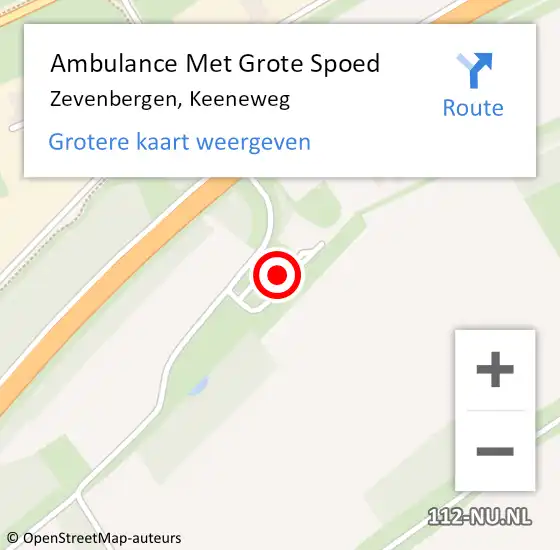 Locatie op kaart van de 112 melding: Ambulance Met Grote Spoed Naar Zevenbergen, Keeneweg op 15 maart 2017 09:12