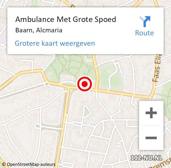 Locatie op kaart van de 112 melding: Ambulance Met Grote Spoed Naar Baarn, Alcmaria op 15 maart 2017 10:46