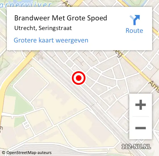 Locatie op kaart van de 112 melding: Brandweer Met Grote Spoed Naar Utrecht, Seringstraat op 15 maart 2017 13:33