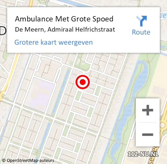Locatie op kaart van de 112 melding: Ambulance Met Grote Spoed Naar De Meern, Admiraal Helfrichstraat op 15 maart 2017 13:41