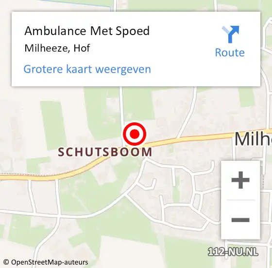 Locatie op kaart van de 112 melding: Ambulance Met Spoed Naar Milheeze, Hof op 15 maart 2017 14:23