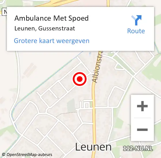 Locatie op kaart van de 112 melding: Ambulance Met Spoed Naar Leunen, Gussenstraat op 14 januari 2014 05:34