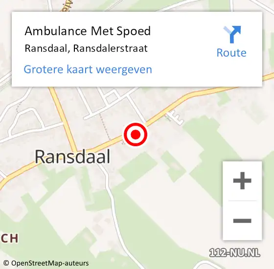Locatie op kaart van de 112 melding: Ambulance Met Spoed Naar Ransdaal, Ransdalerstraat op 14 januari 2014 07:02