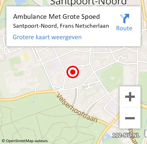 Locatie op kaart van de 112 melding: Ambulance Met Grote Spoed Naar Santpoort-Noord, Frans Netscherlaan op 16 maart 2017 08:37