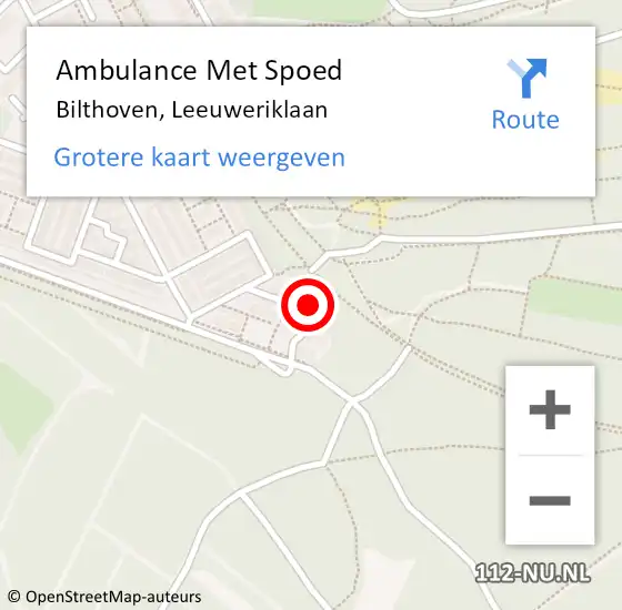 Locatie op kaart van de 112 melding: Ambulance Met Spoed Naar Bilthoven, Leeuweriklaan op 16 maart 2017 16:11