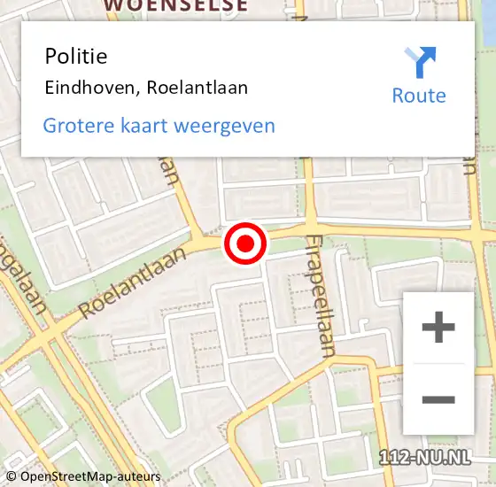 Locatie op kaart van de 112 melding: Politie Eindhoven, Roelantlaan op 16 maart 2017 20:52