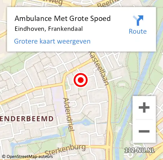 Locatie op kaart van de 112 melding: Ambulance Met Grote Spoed Naar Eindhoven, Frankendaal op 16 maart 2017 23:42