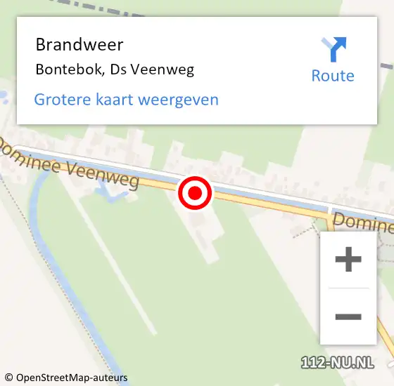 Locatie op kaart van de 112 melding: Brandweer Bontebok, Ds Veenweg op 14 januari 2014 08:58