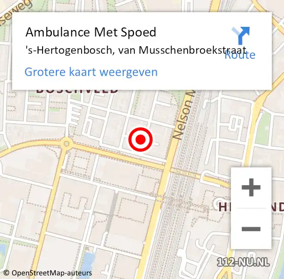 Locatie op kaart van de 112 melding: Ambulance Met Spoed Naar 's-Hertogenbosch, van Musschenbroekstraat op 17 maart 2017 17:44