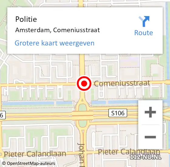 Locatie op kaart van de 112 melding: Politie Amsterdam, Comeniusstraat op 17 maart 2017 19:56