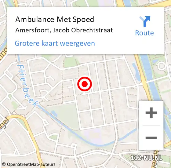 Locatie op kaart van de 112 melding: Ambulance Met Spoed Naar Amersfoort, Jacob Obrechtstraat op 18 maart 2017 03:17