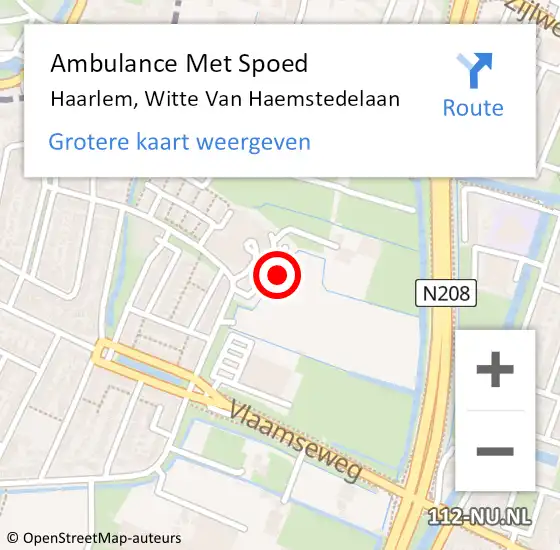 Locatie op kaart van de 112 melding: Ambulance Met Spoed Naar Haarlem, Witte Van Haemstedelaan op 18 maart 2017 12:17