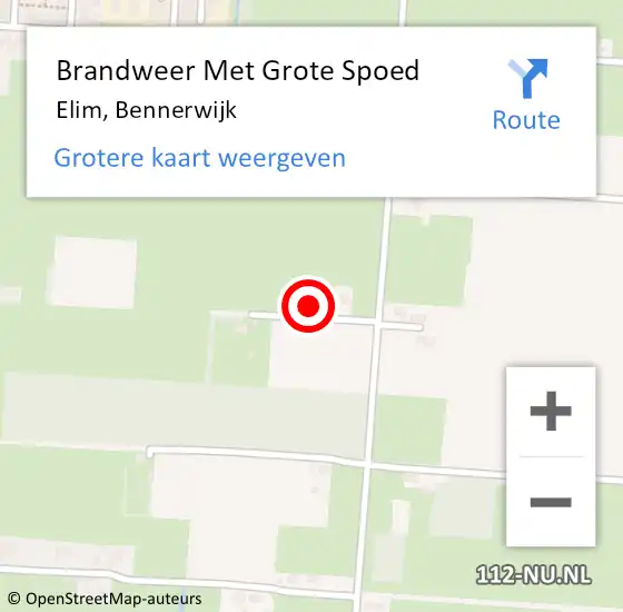 Locatie op kaart van de 112 melding: Brandweer Met Grote Spoed Naar Elim, Bennerwijk op 14 januari 2014 11:24