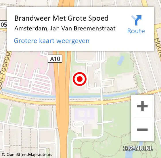 Locatie op kaart van de 112 melding: Brandweer Met Grote Spoed Naar Amsterdam, Jan Van Breemenstraat op 18 maart 2017 21:06