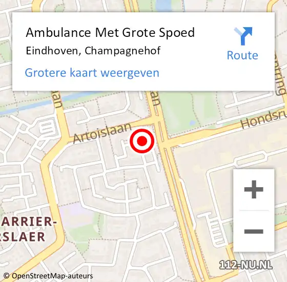 Locatie op kaart van de 112 melding: Ambulance Met Grote Spoed Naar Eindhoven, Champagnehof op 19 maart 2017 10:50